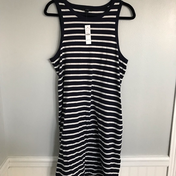 J Crew Nautical Striped Knit Cutaway Mini Dress NWT Large - Picture 3 of 8